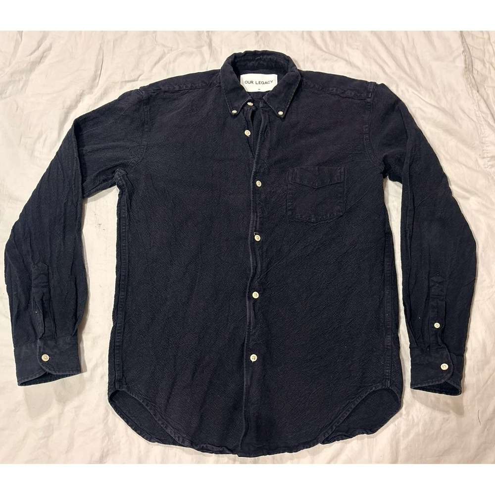 Our Legacy AW15 Shirting Shirt Men 48 M Black Linen Cotton Pigment Dyed Portugal